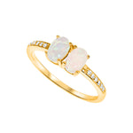 Gold Created White Opal Ring