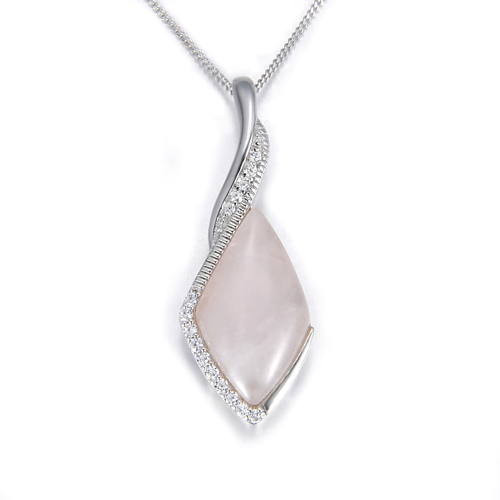 silver rose quartz pendant