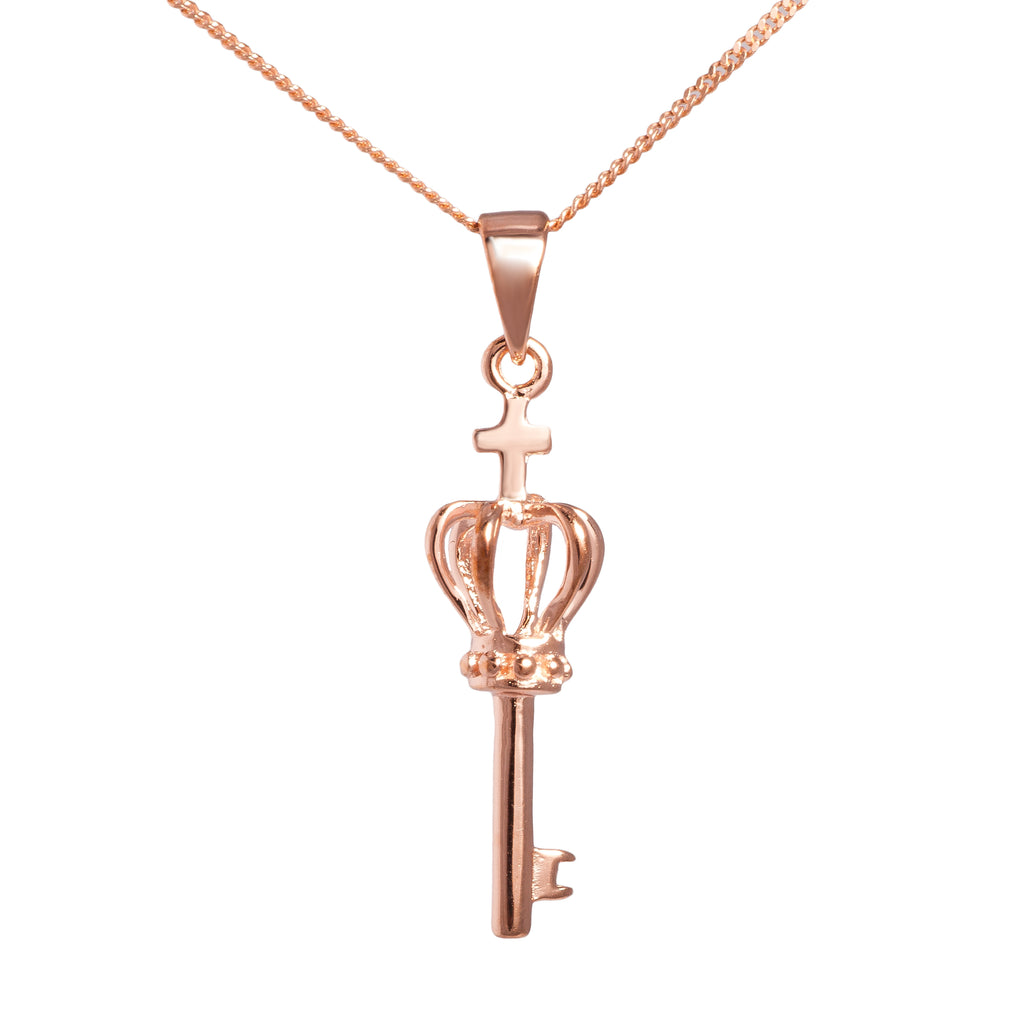 Crown Key Style Rose Gold Necklace