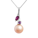 Precious stones loop pendant with Pearl