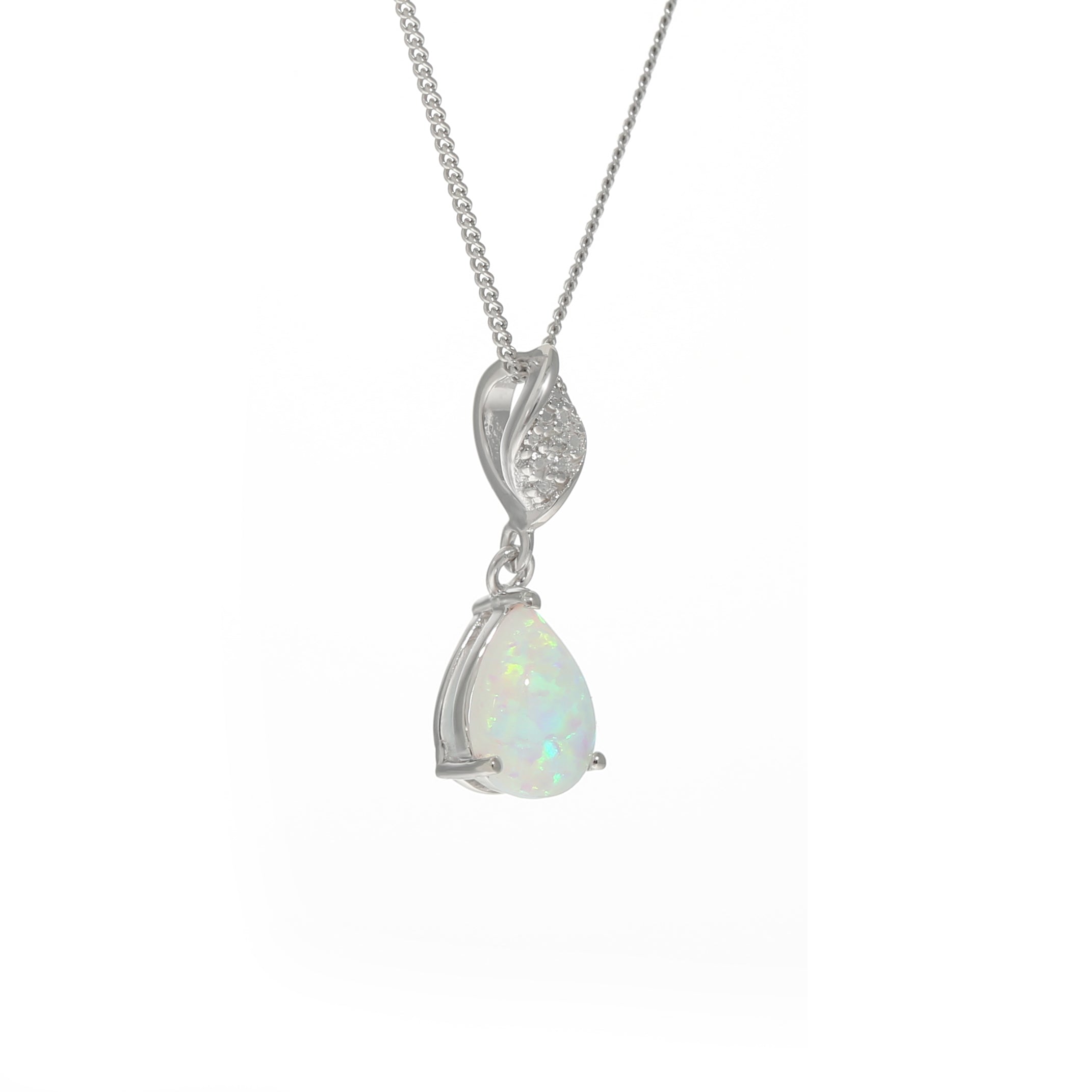 Opal diamond teardrop pendant