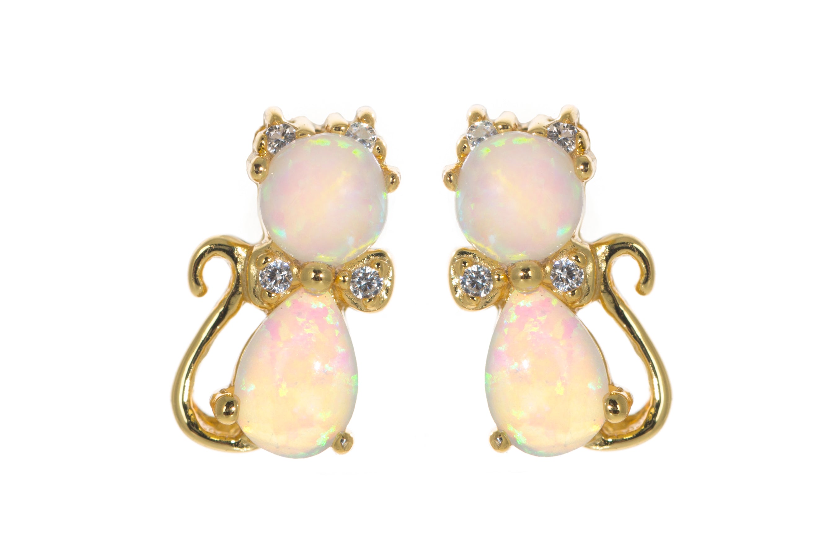 Opal cat earrings