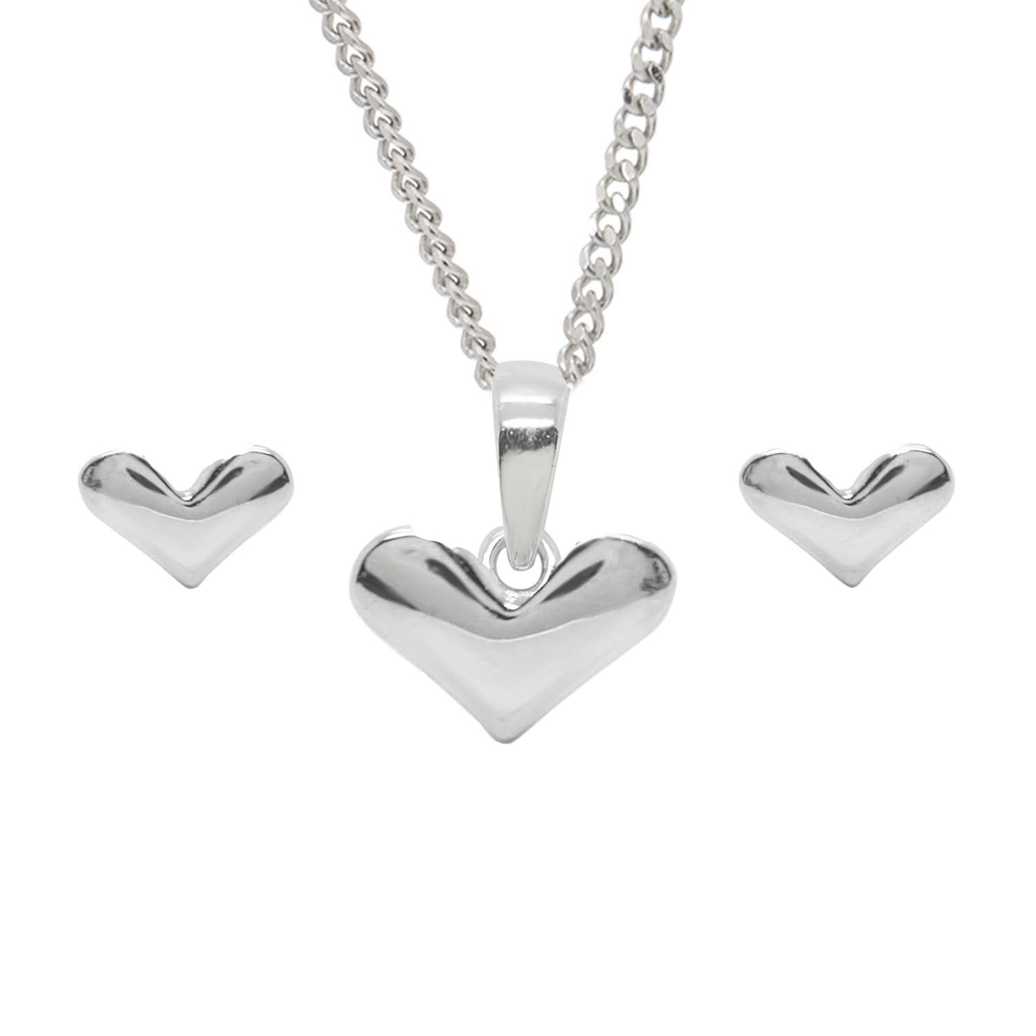 Shiny heart pendant set