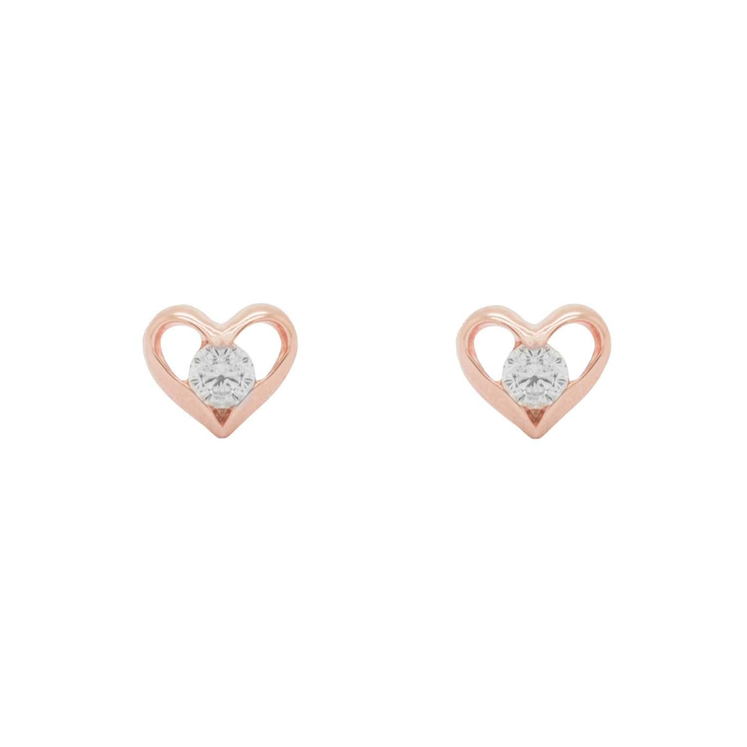 Heart Shaped Rose Gold Stud Earrings