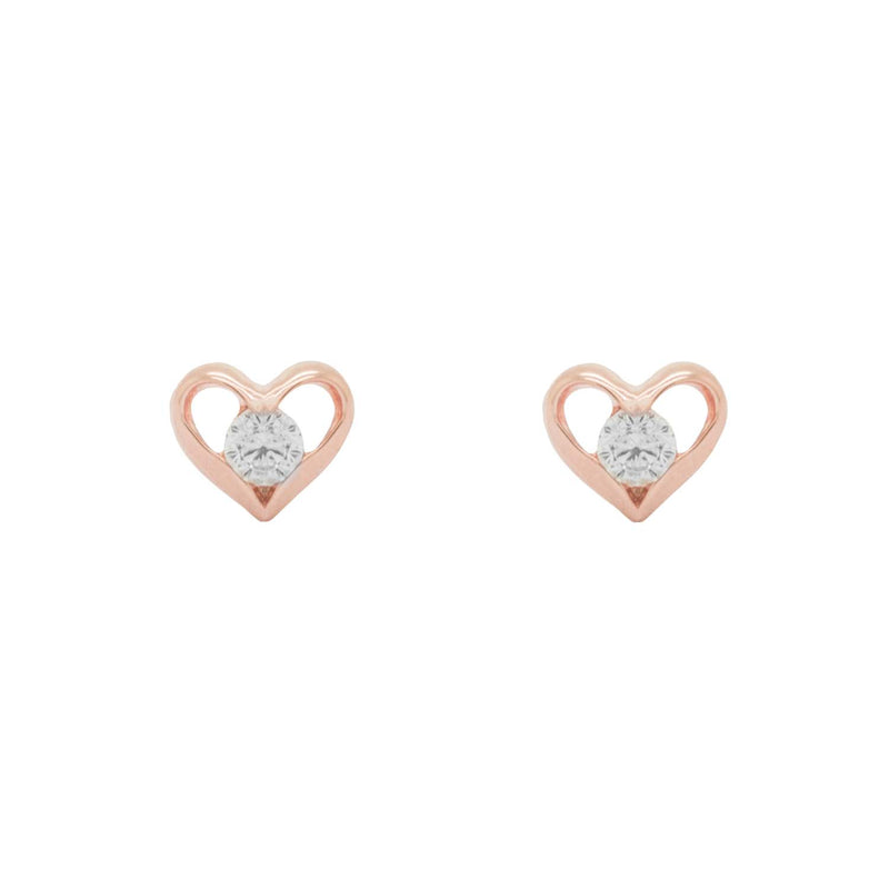 Heart Shaped Rose Gold Stud Earrings