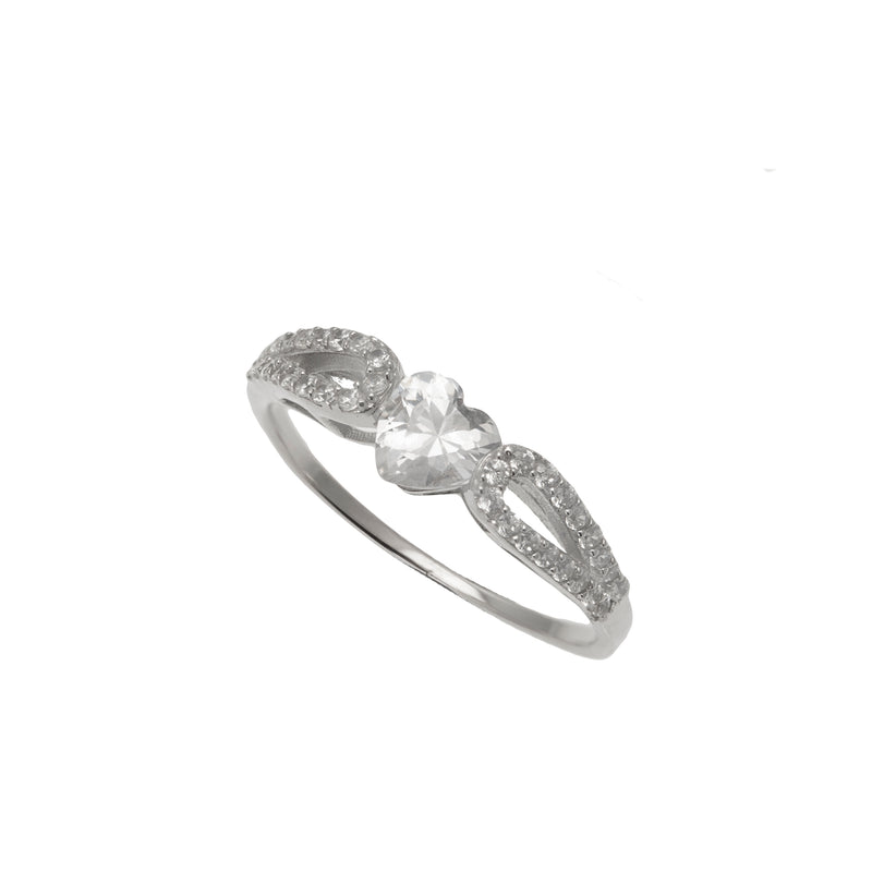 Silver Micro Pave CZ Heart Ring