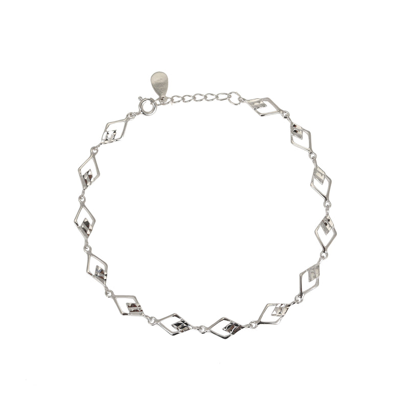 Diamond Cut Link Sterling Silver Bracelet