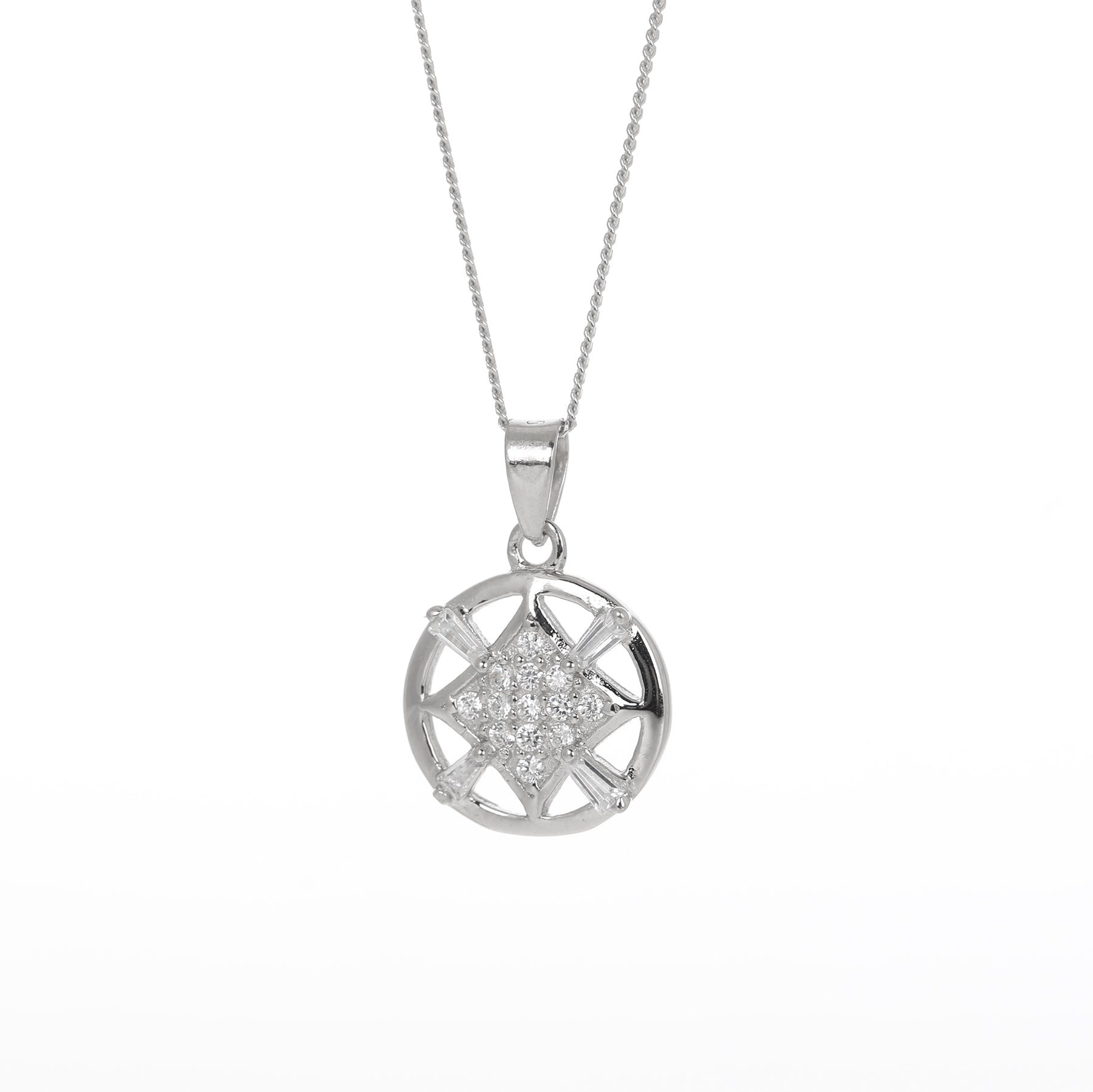 Open circle and diamond pendant