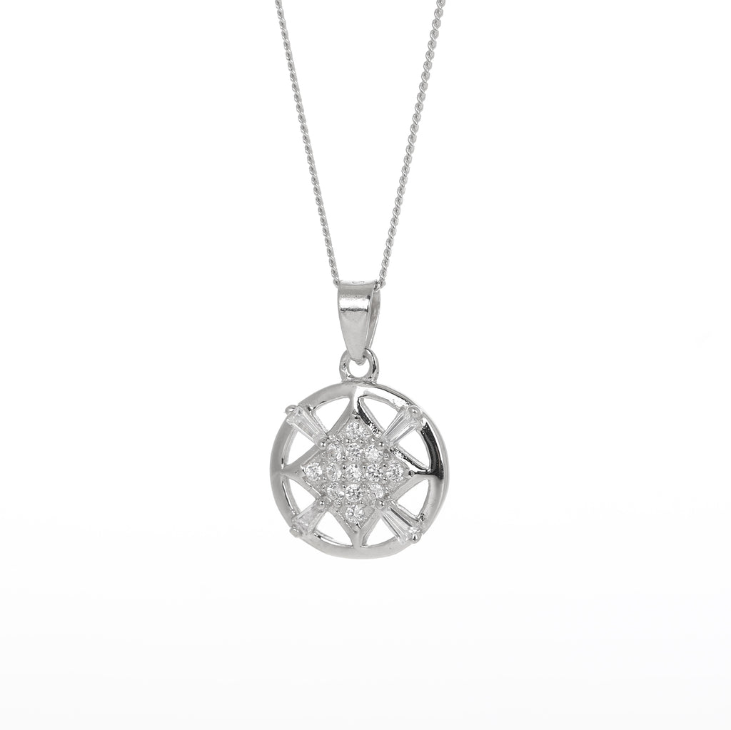 Open circle and diamond pendant