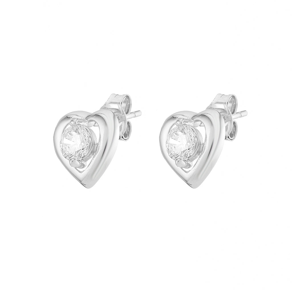 Sparkly open heart stud earring