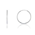 Polished style silver full hoop earring 30mm