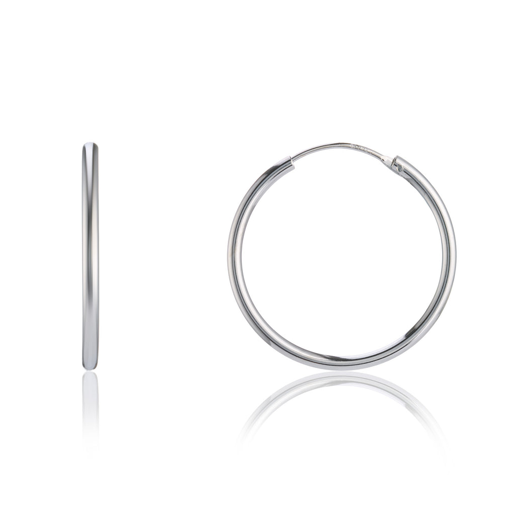 Polished style silver full hoop earring 25mm