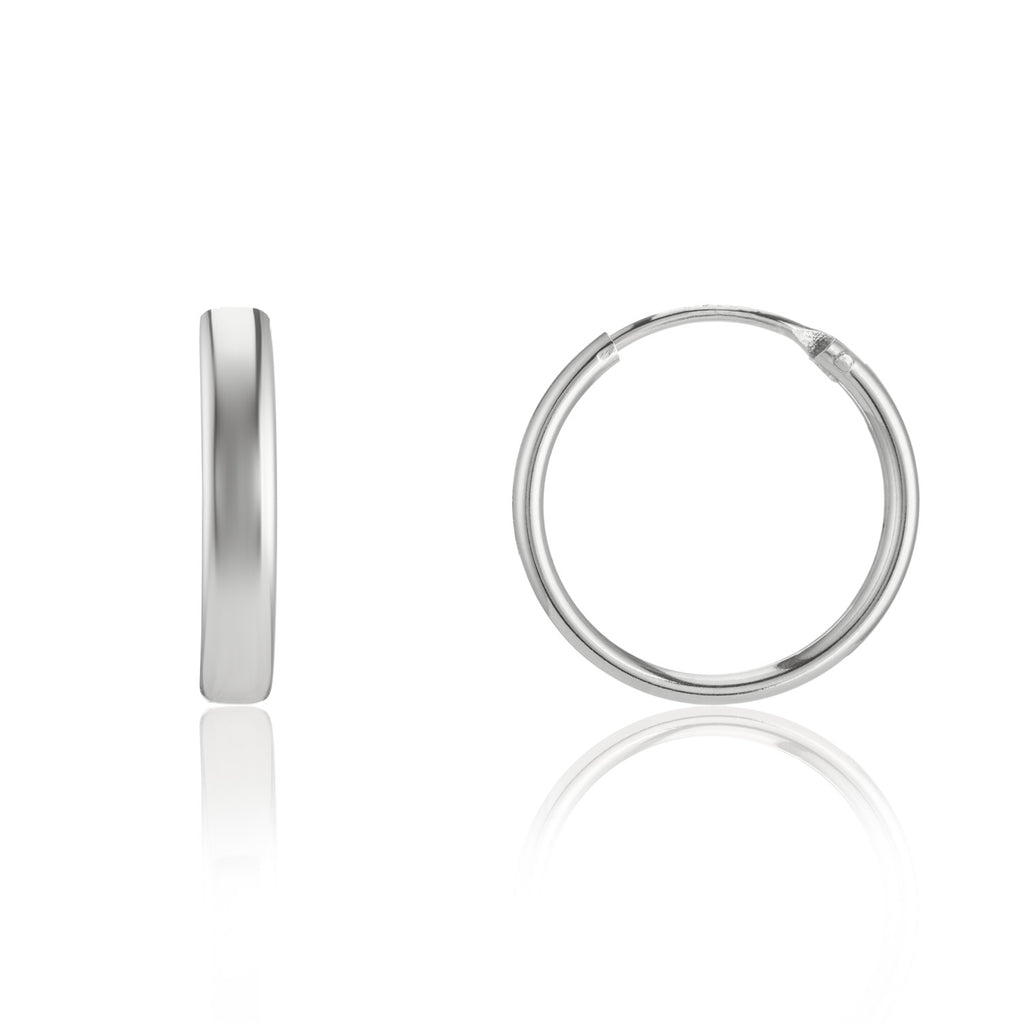 Polished style silver full hoop earring 15mm