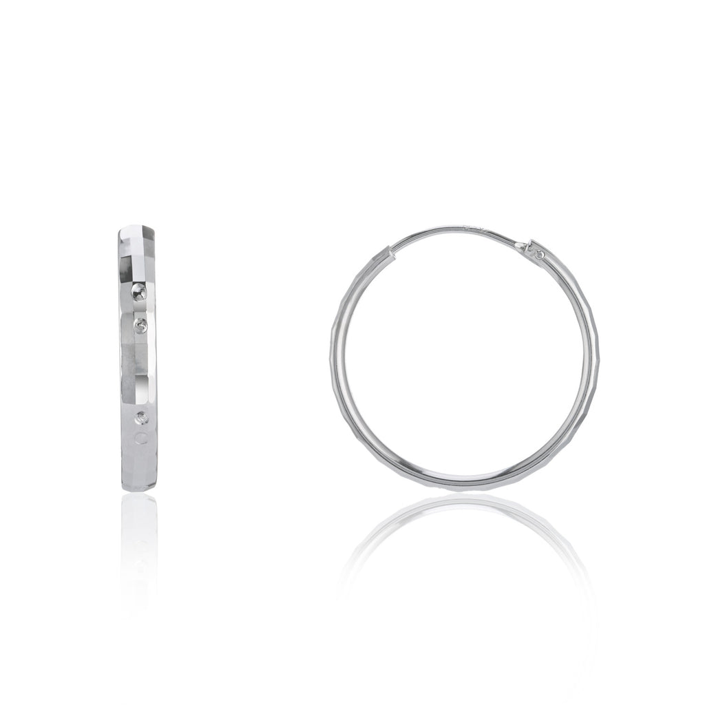 Polished style silver full hoop earring 20mm